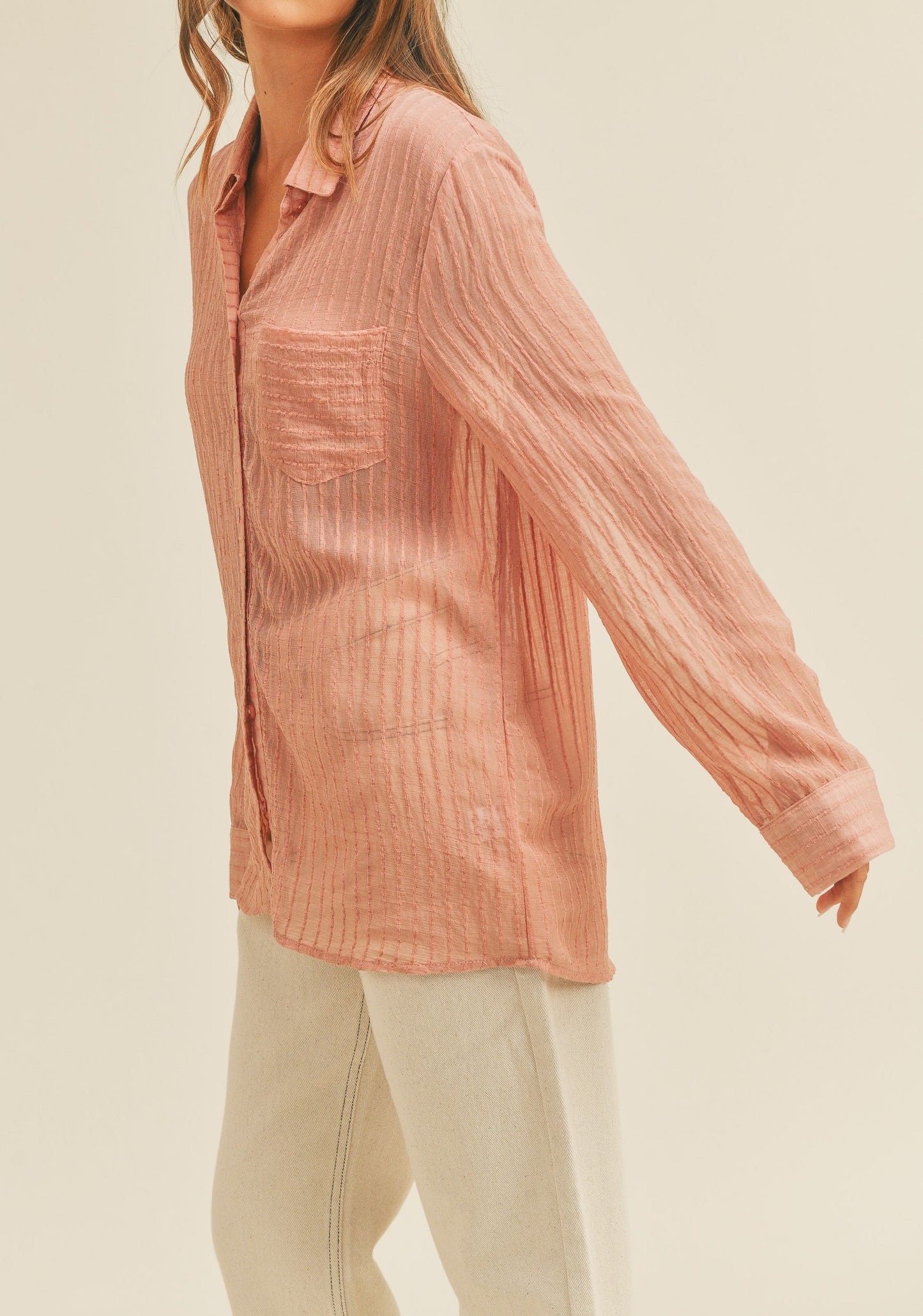 Matilda Sheer Button Down Textured Shirt