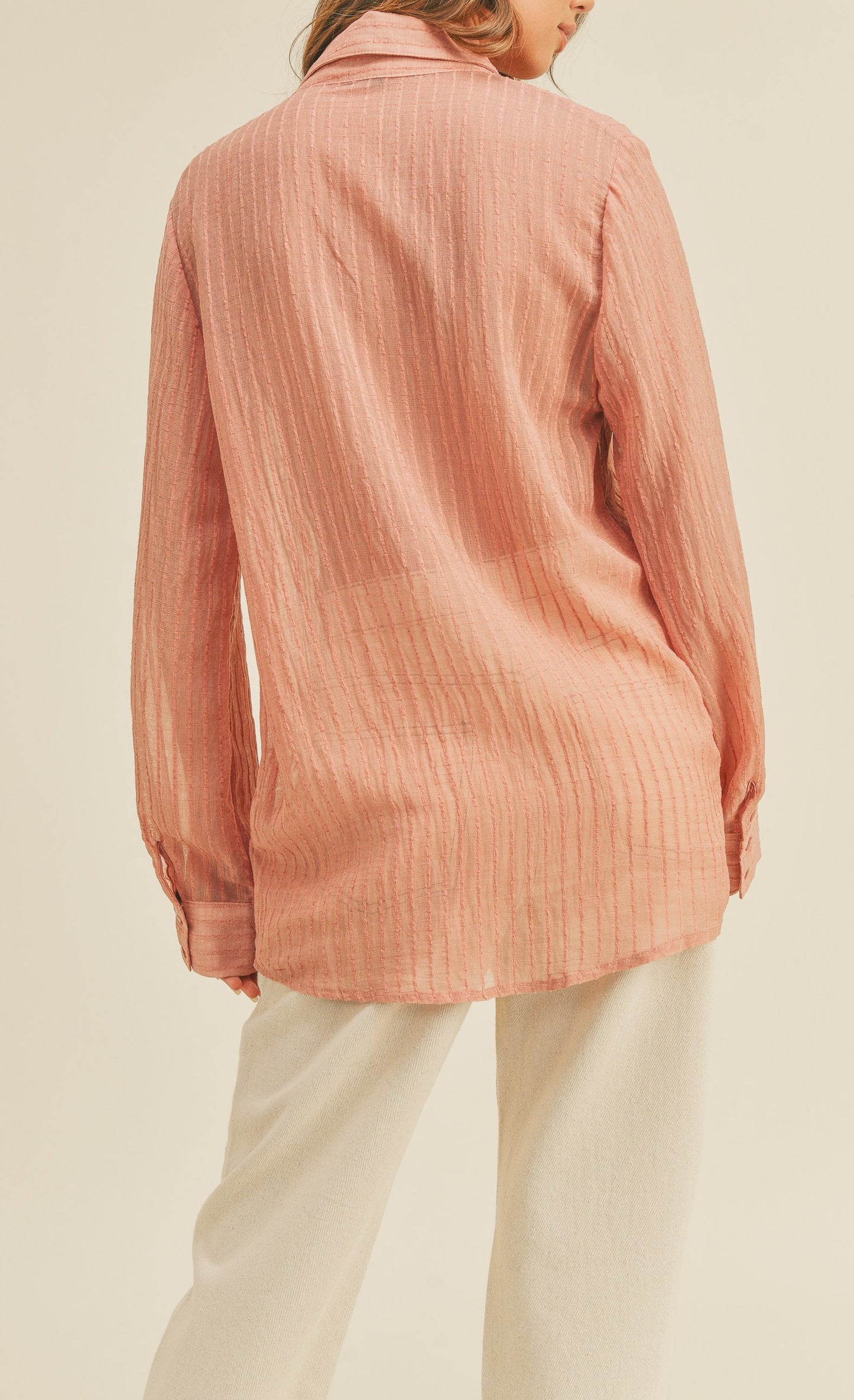 Matilda Sheer Button Down Textured Shirt