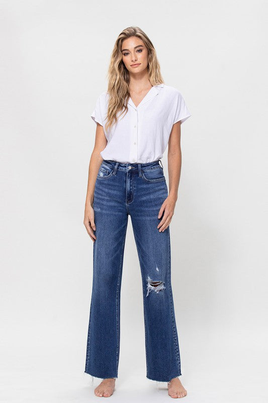 Stretch High Waisted Medium Wash 90's Dad Jeans